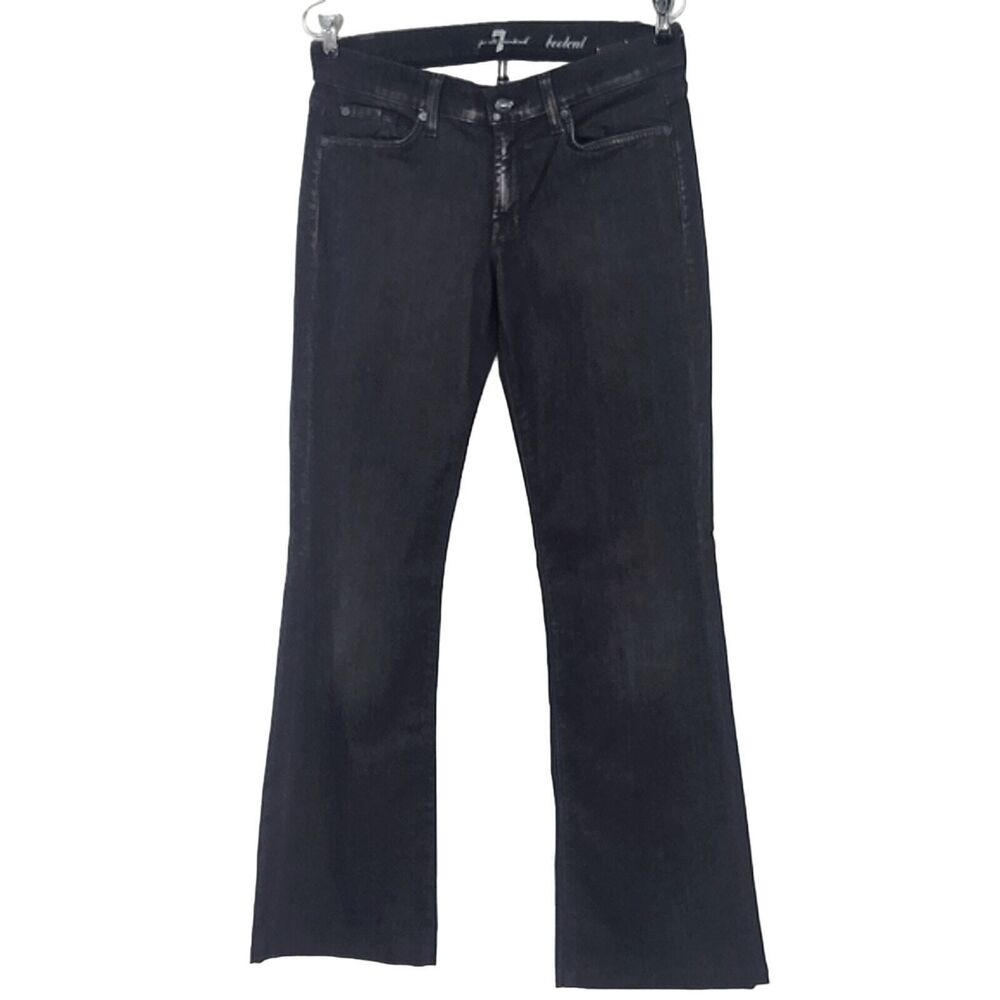 Seven 7 For All Mankind Jeans Size 28 Black Bootcut MidRise Crystal Embellished